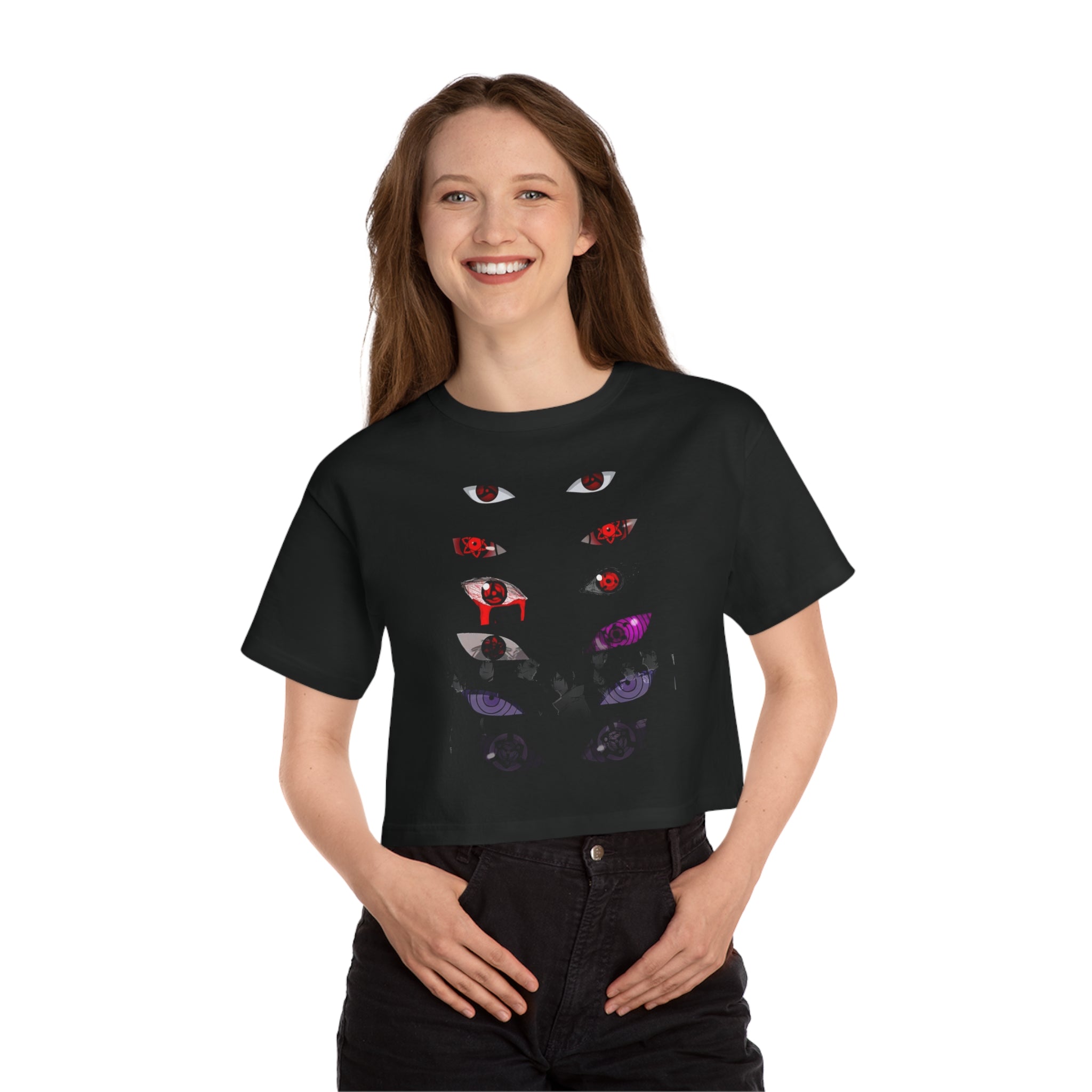 Uchiha eyes Champion Women's Heritage Cropped T-Shirt - IGZ Clothing 