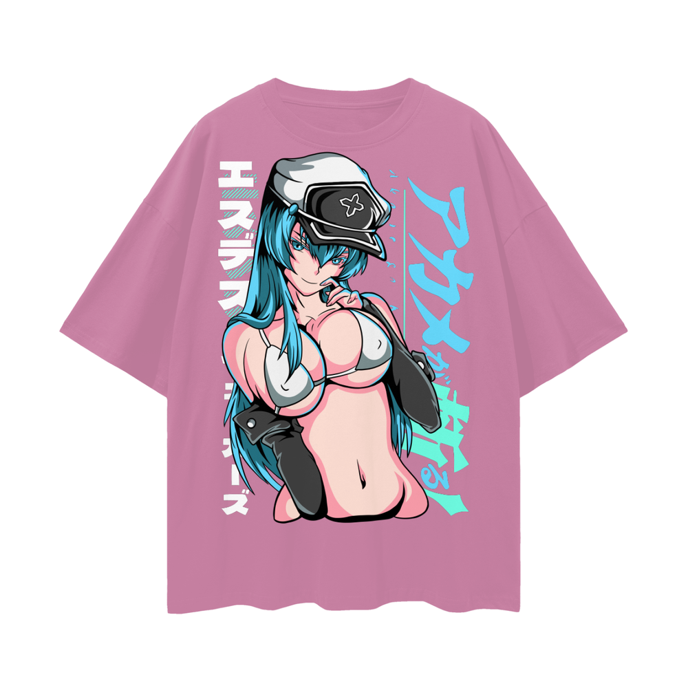 Esdeath Akami Ga Kill Oversize Deep Drop Shoulder Tee