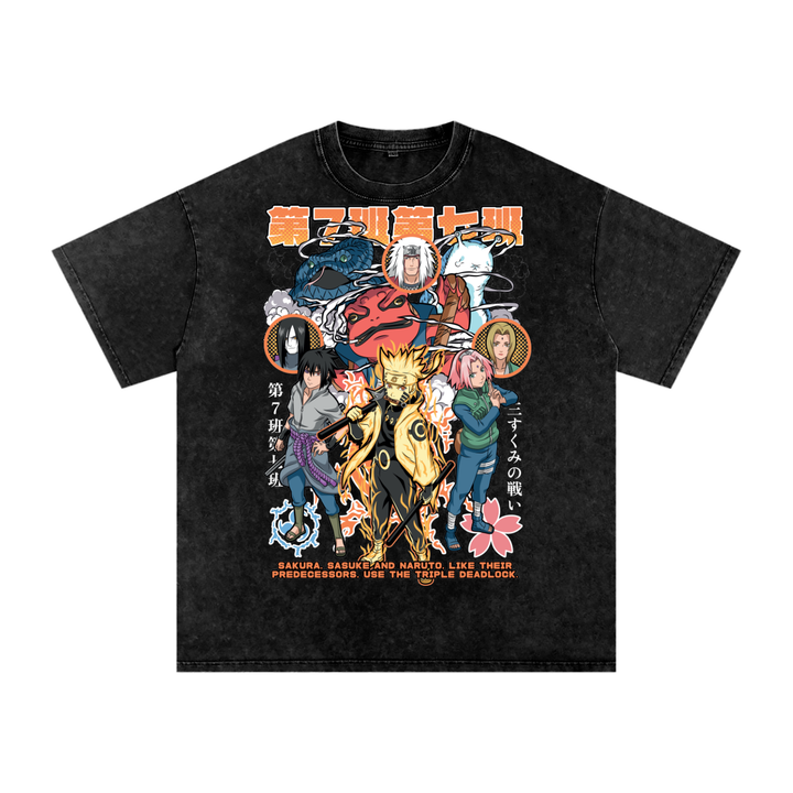 Naruto Shippuden Acid Wash Oversize T-Shirt