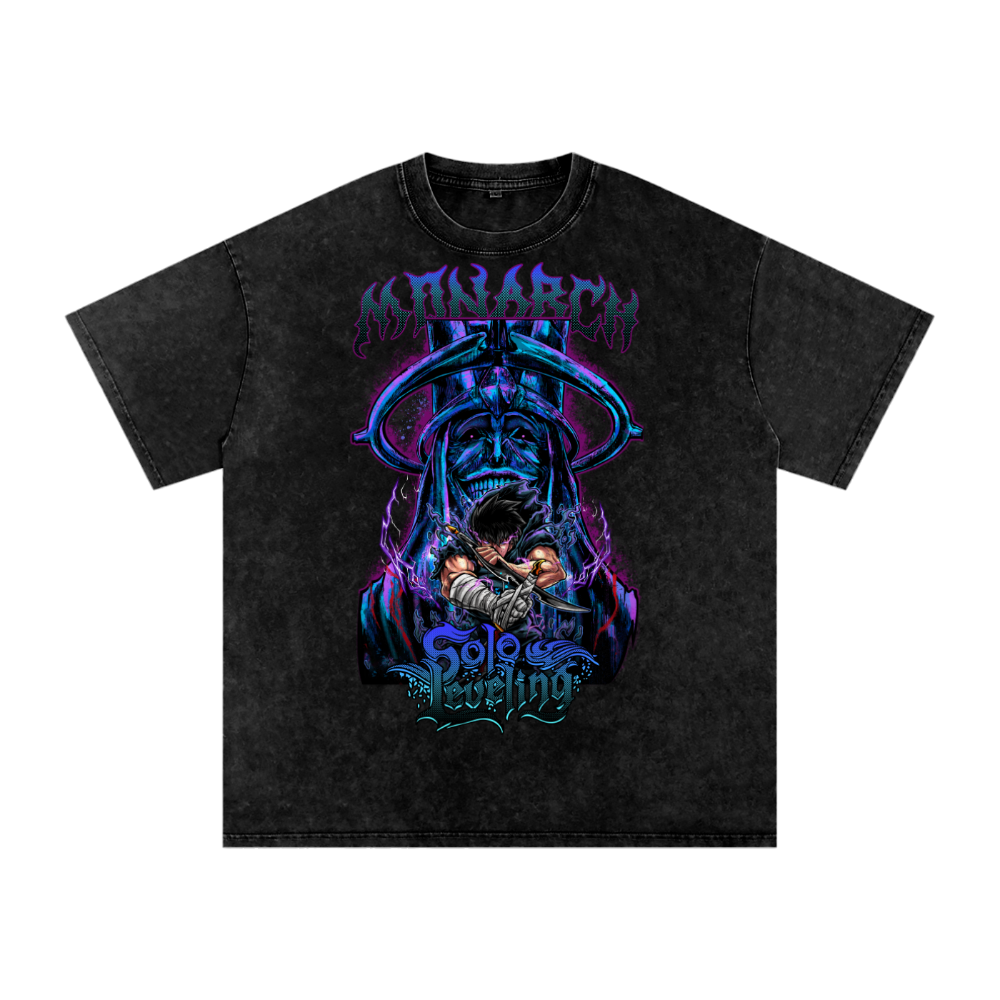 Jin Woo Solo Leveling Acid Wash Oversize T-Shirt