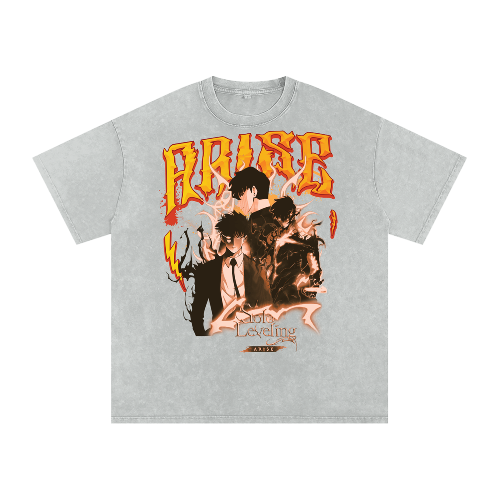 Jin Woo Solo Leveling Acid Wash Oversize T-Shirt