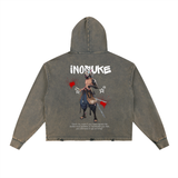 Inosuke Demon Slayer Vintage Washed Frayed-Hem Hoodie
