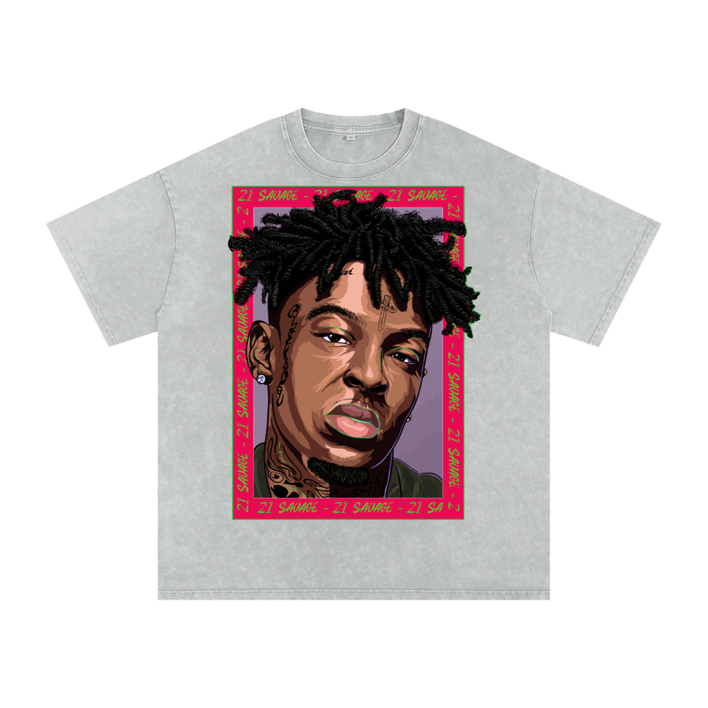 21 Savage Acid Wash Oversize T-Shirt