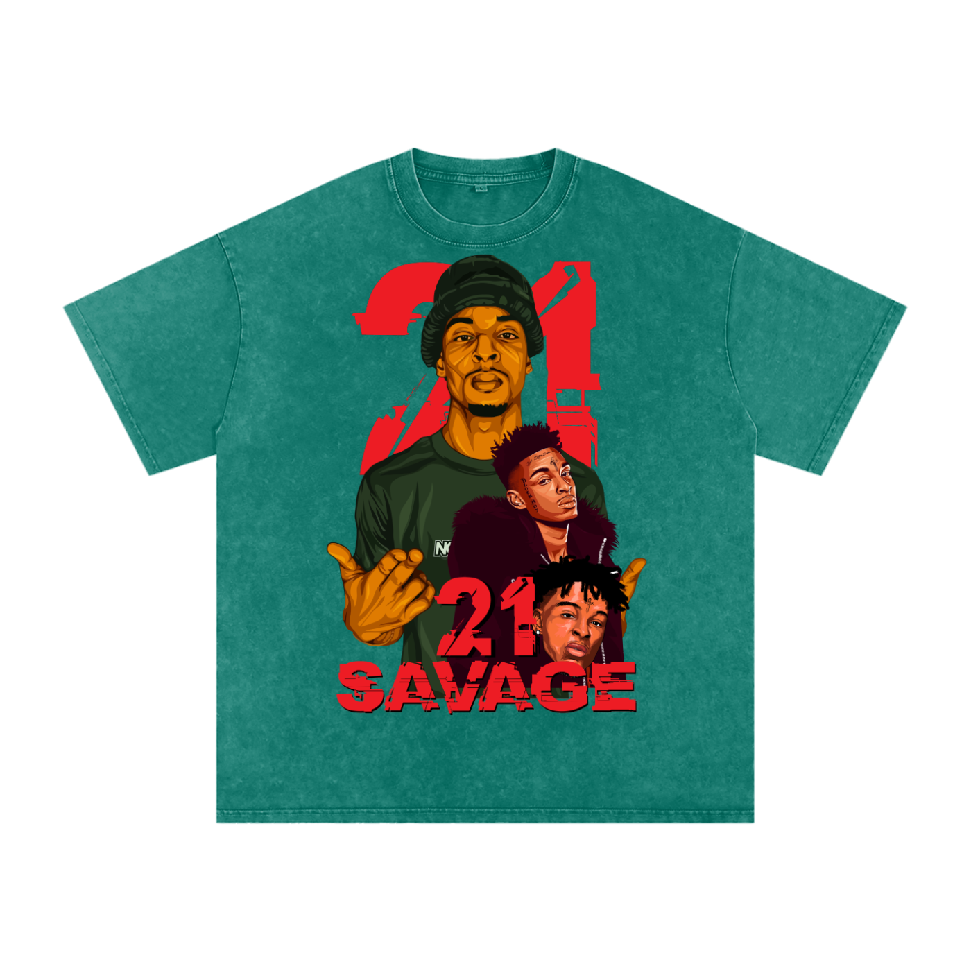 21 Savage Acid Wash Oversize T-Shirt