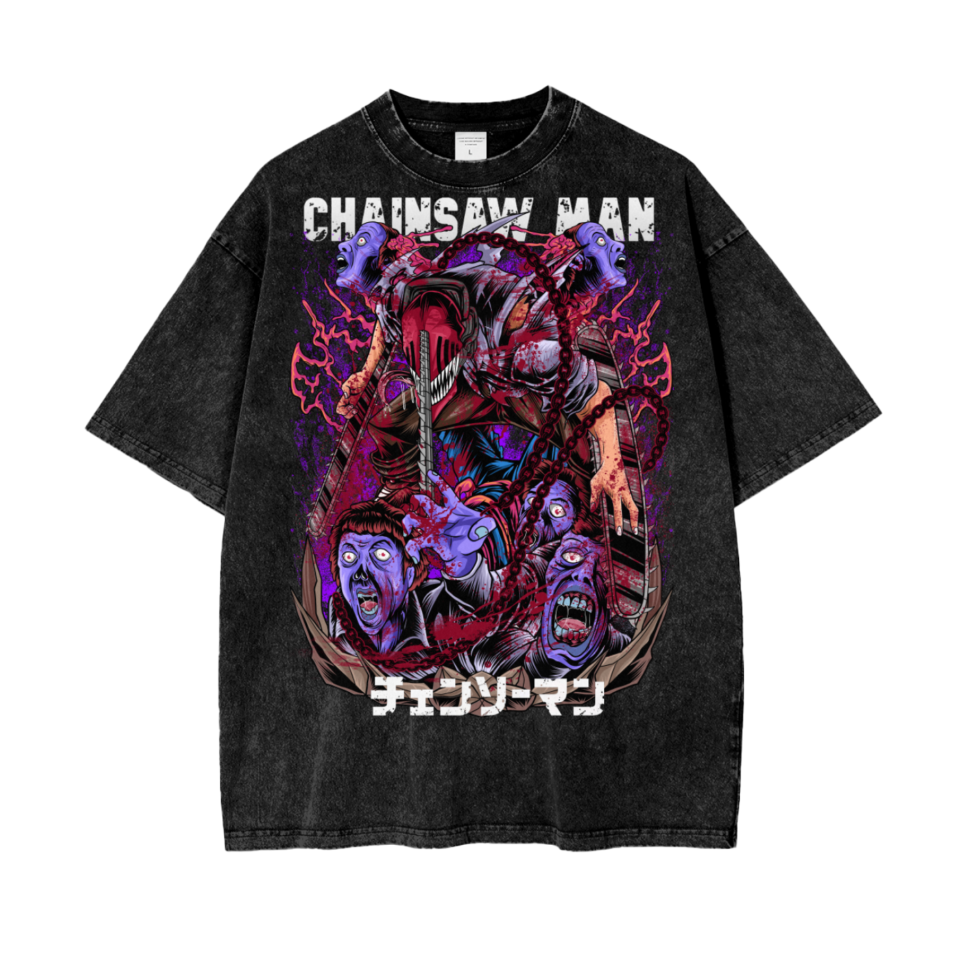 Chainsaw Man Oversize Snow Washed T-Shirt