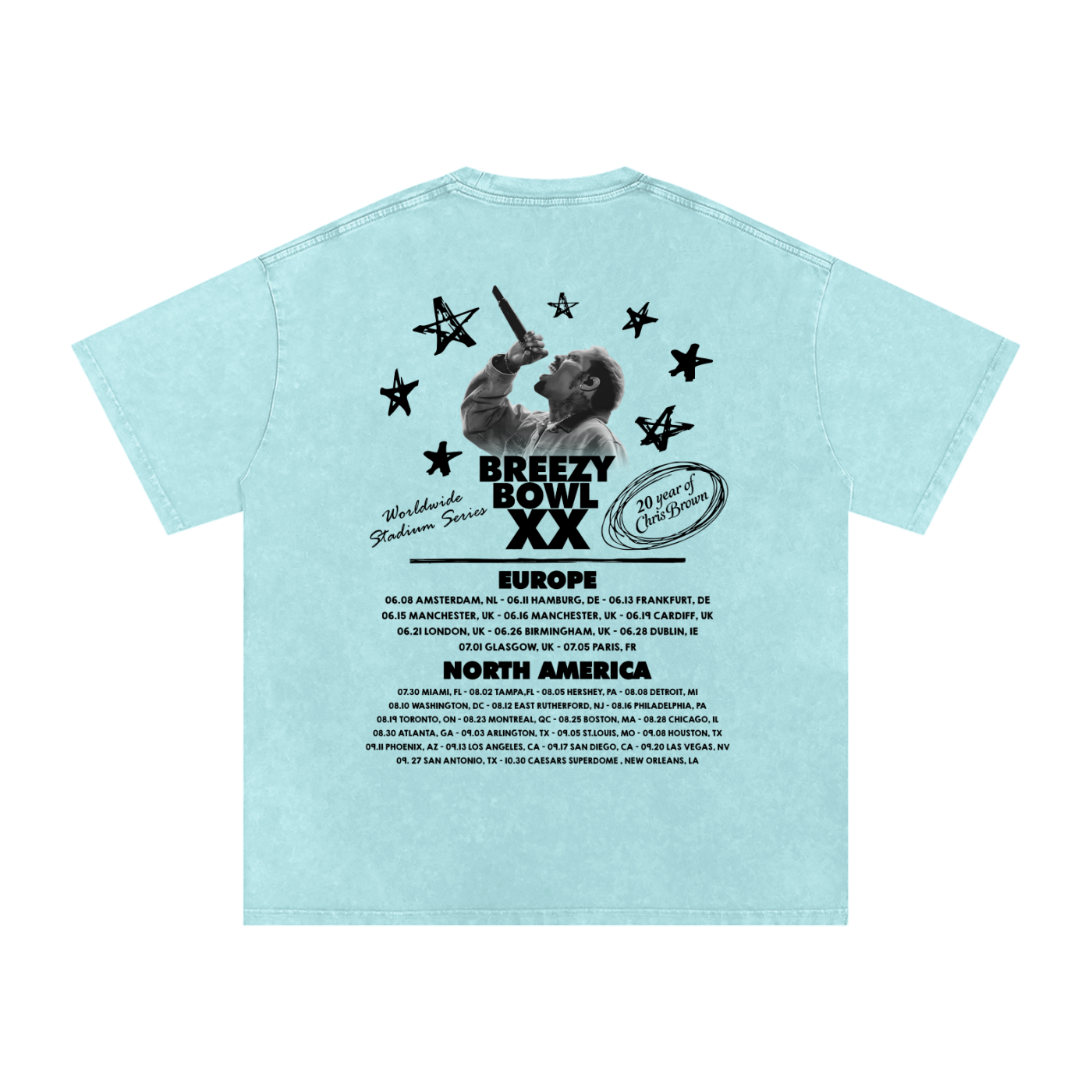 Chris Brown Breezy Bowl Acid Wash Oversize T-Shirt
