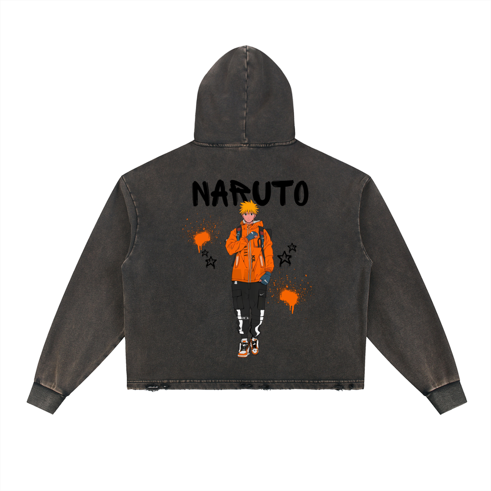 Naruto Vintage Washed Frayed-Hem Hoodie