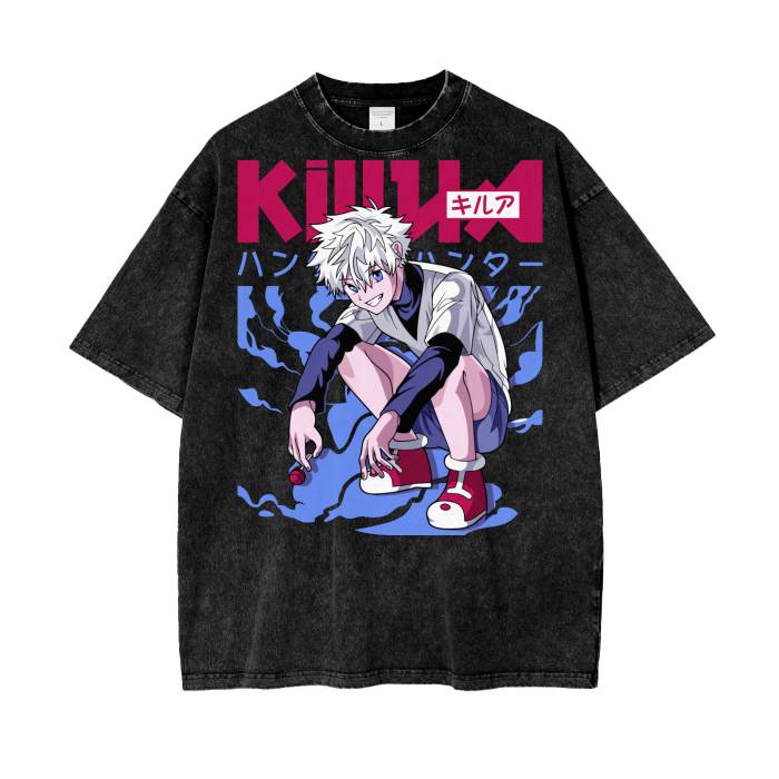 Killua Hunter x Hunter Acid Wash Oversize T-Shirt