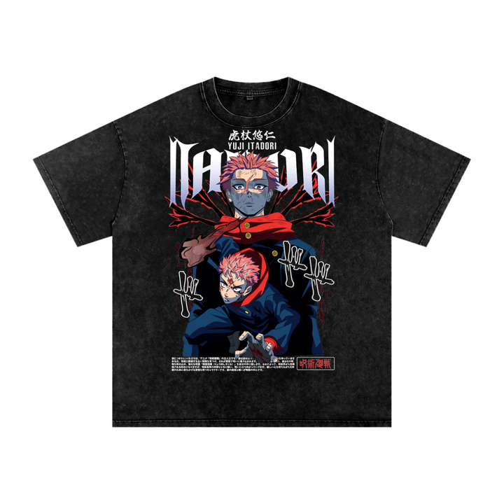 Yuji Jujitsu Kaisen Acid Wash Oversize T-Shirt