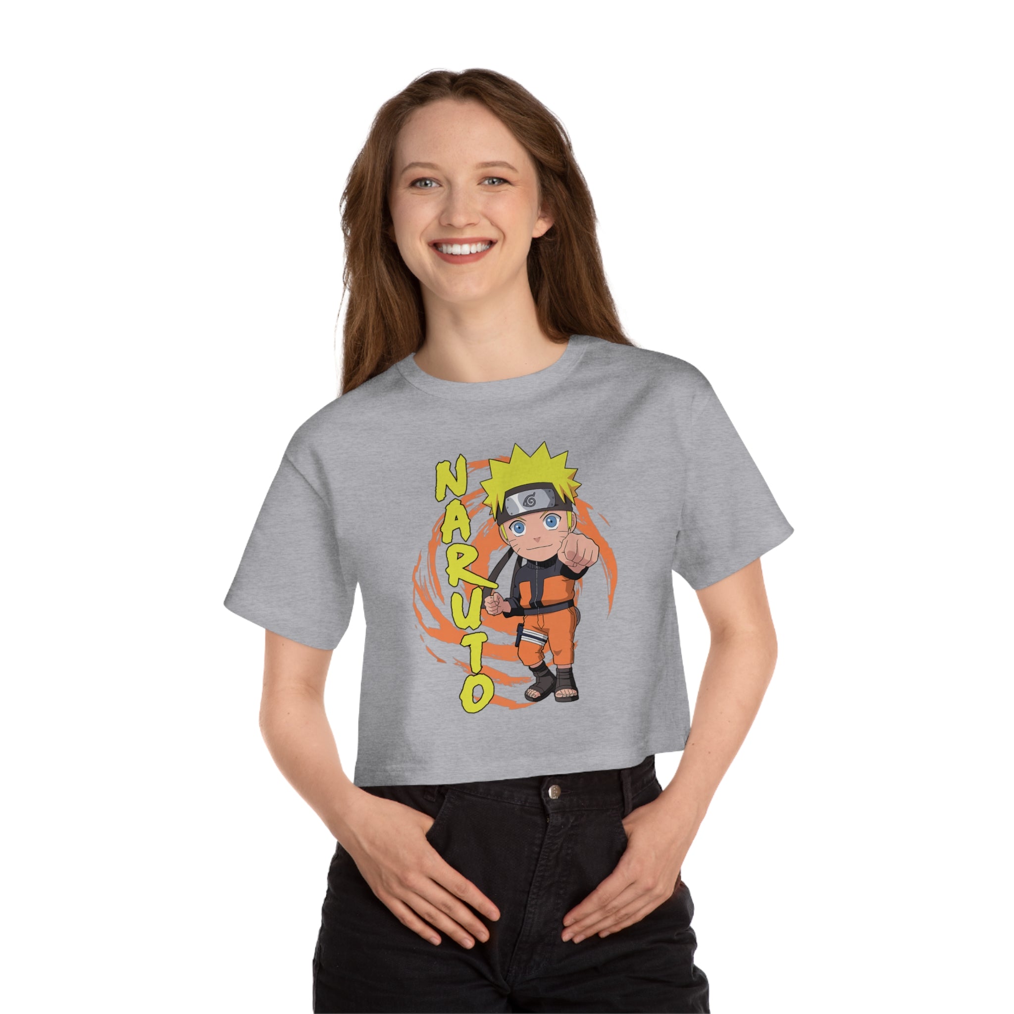 Uzumaki Naruto Champion Women's Heritage Cropped T-Shirt - IGZ Clothing 