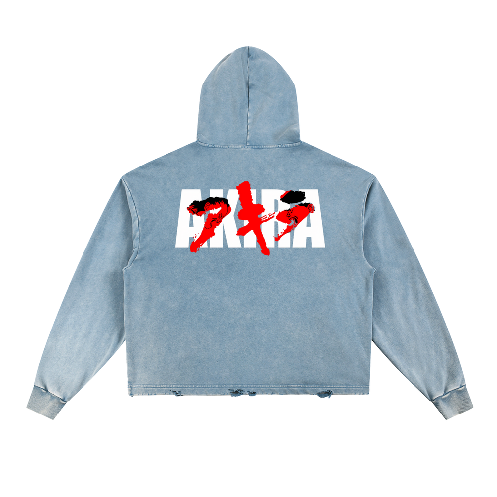 Akira Vintage Washed Frayed-Hem Hoodie