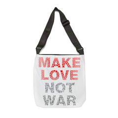 Make love not war Adjustable Tote Bag (AOP) - IGZ Clothing 