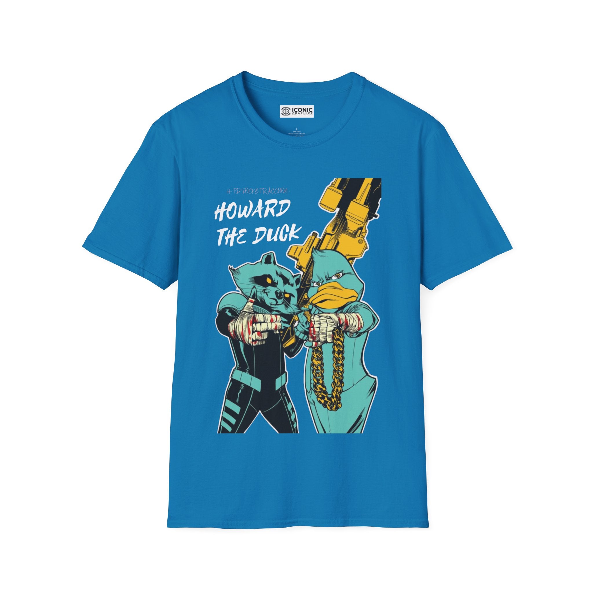 Howard the Duck and Rocket Raccoon Unisex Softstyle T-Shirt - IGZ Clothing 