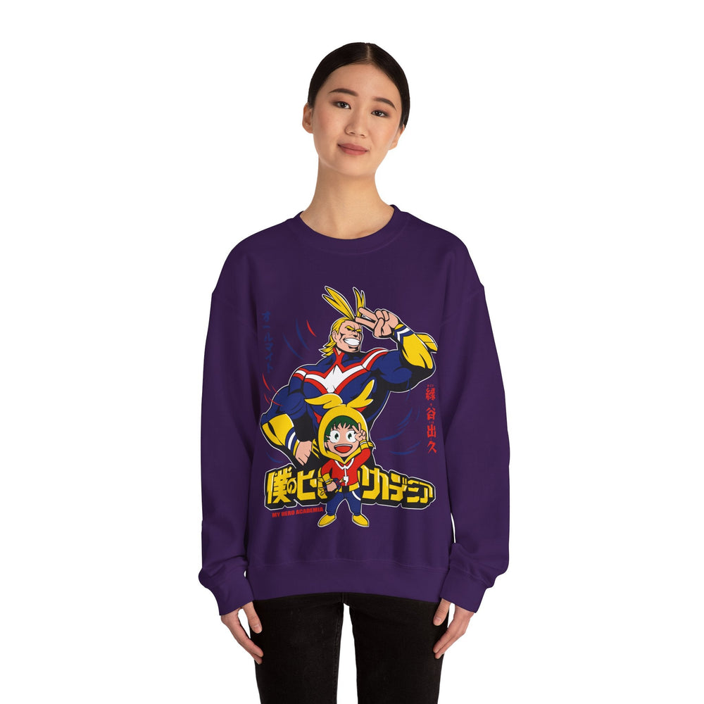 All Might and Deku Heavy Blend Crewneck Sweatshirt Printify