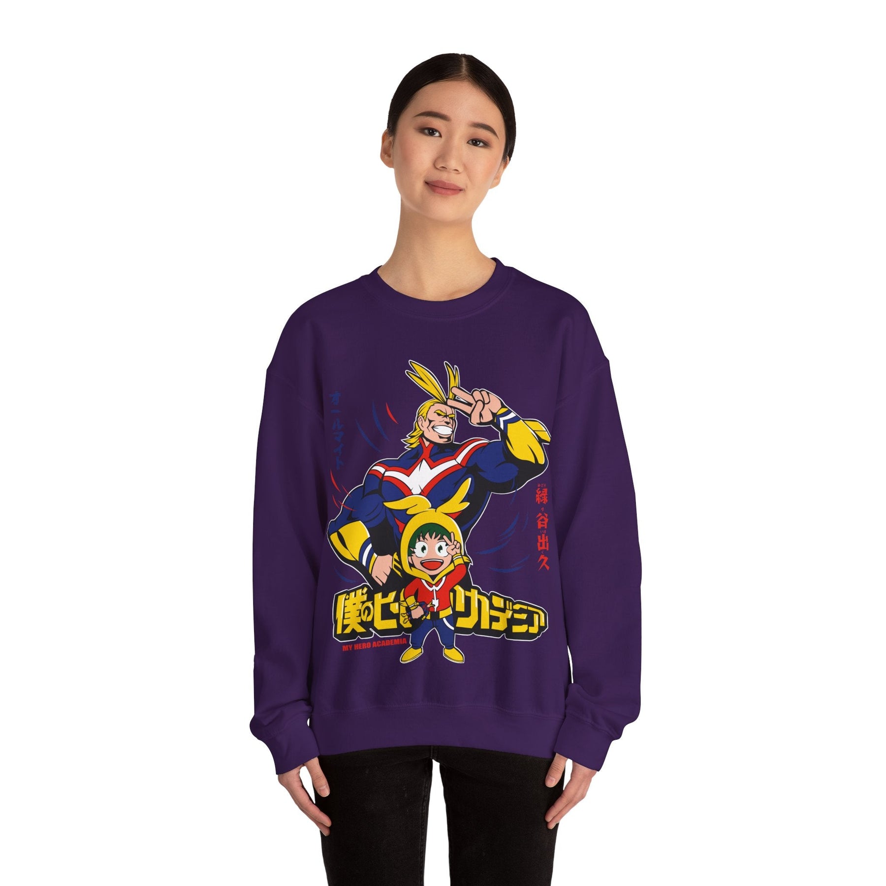 All Might and Deku Heavy Blend Crewneck Sweatshirt Printify
