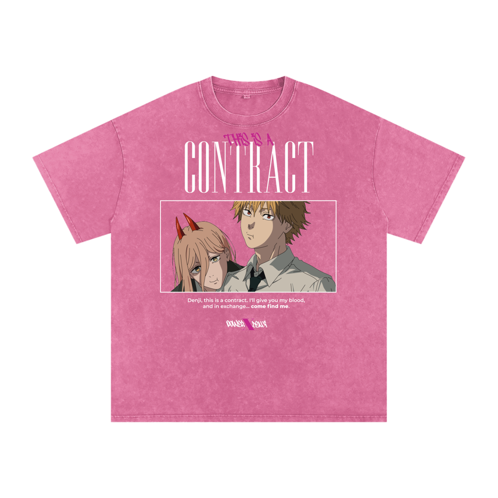 Denji x Power Chainsaw Man Acid Wash Oversize T-Shirt