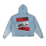 Akira Vintage Washed Frayed-Hem Hoodie