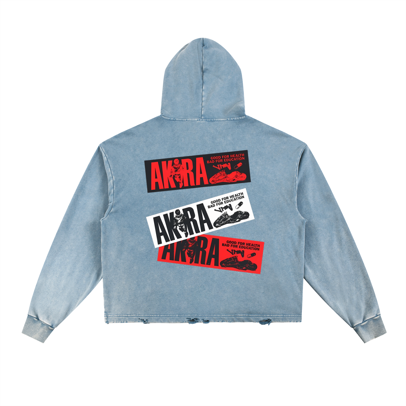 Akira Vintage Washed Frayed-Hem Hoodie