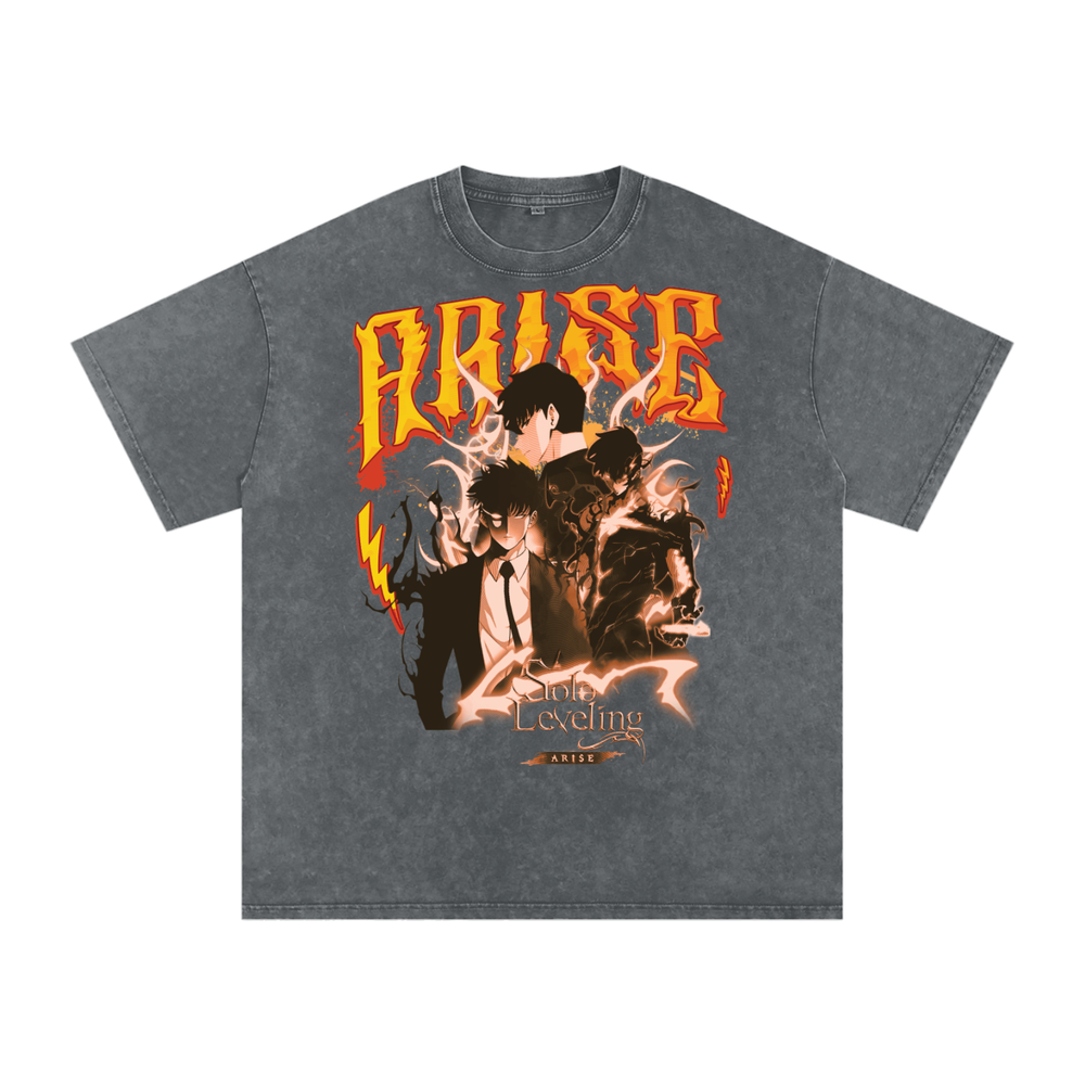 Jin Woo Solo Leveling Acid Wash Oversize T-Shirt