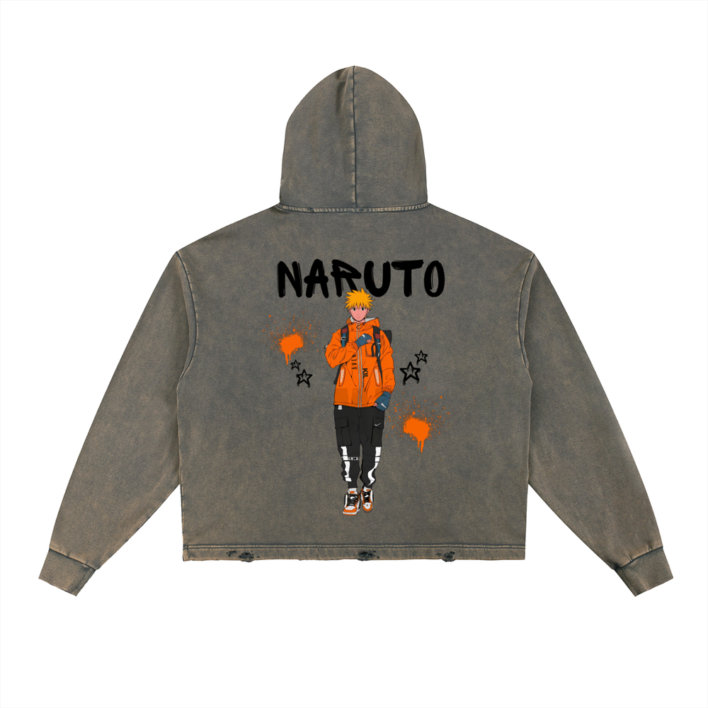 Naruto Vintage Washed Frayed-Hem Hoodie