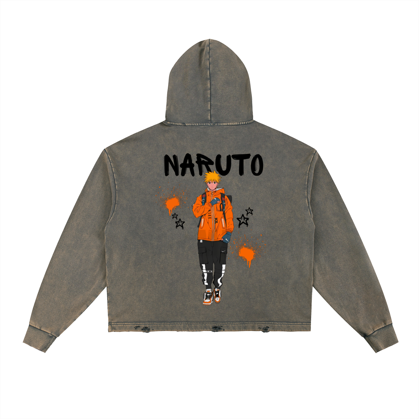 Naruto Vintage Washed Frayed-Hem Hoodie