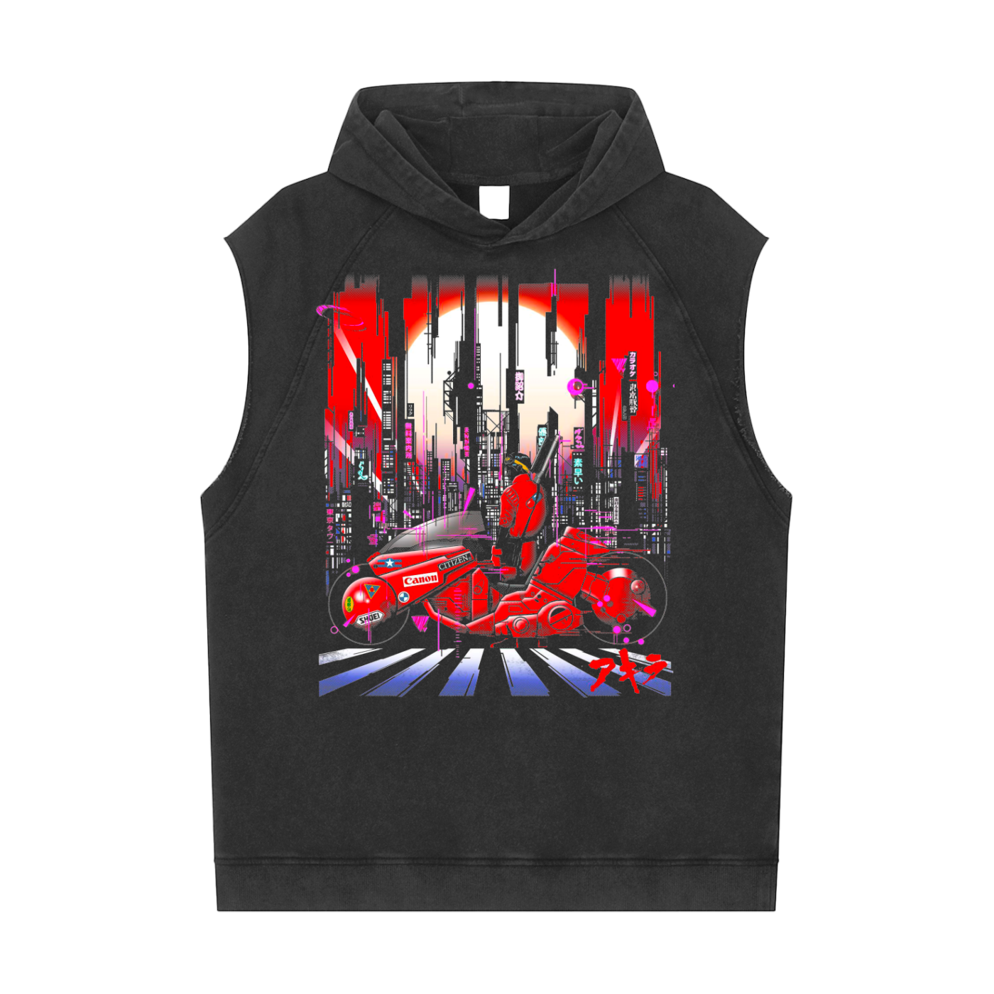 Akira Snow Washed Sleeveless Hoodie