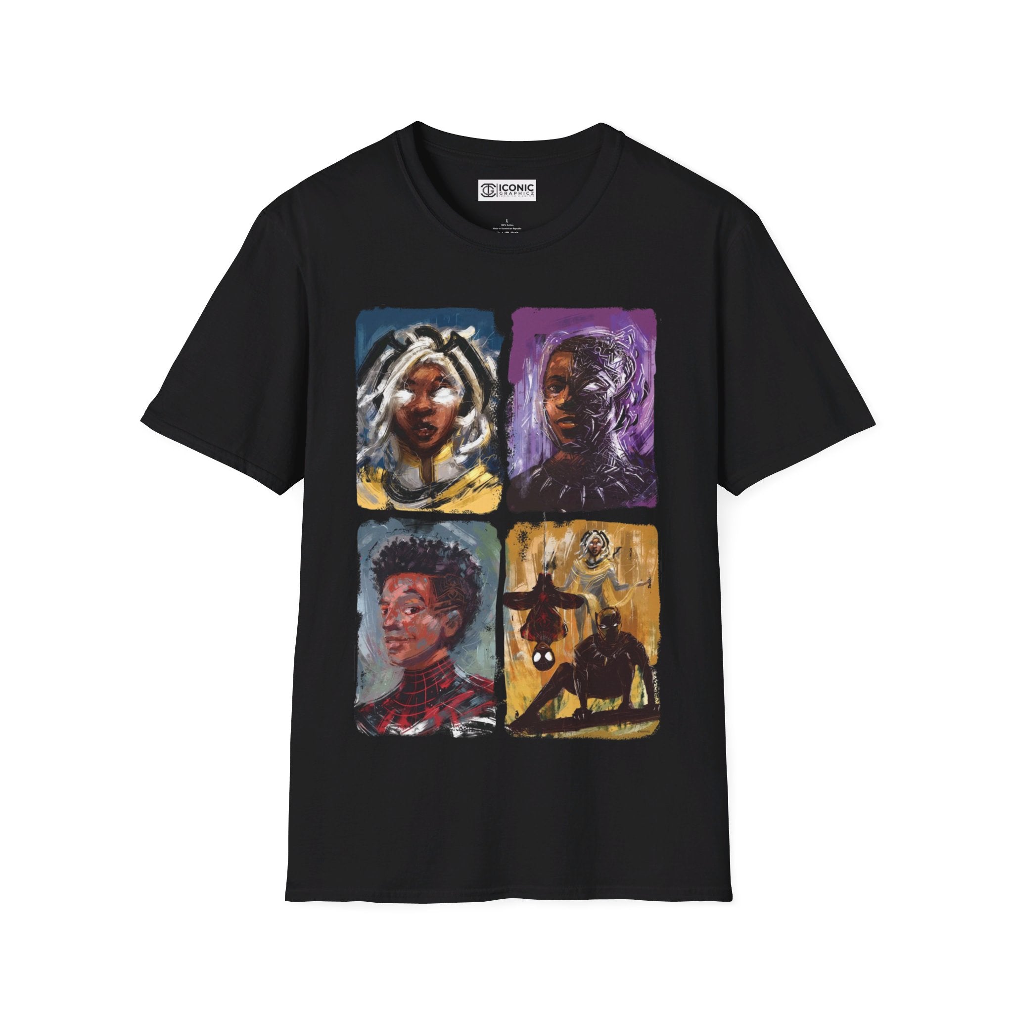 Black Marvel Characters Unisex Softstyle T-Shirt - IGZ Clothing 