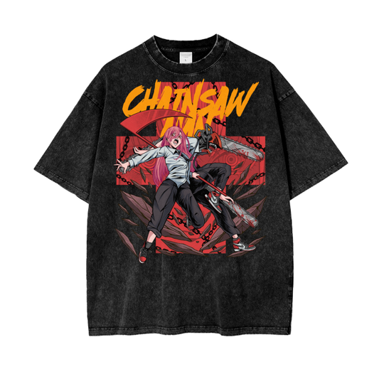 Chainsaw Man Oversize Snow Washed T-Shirt