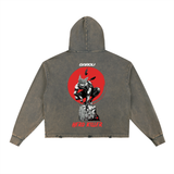 Garou One Punch Man Vintage Washed Frayed-Hem Hoodie