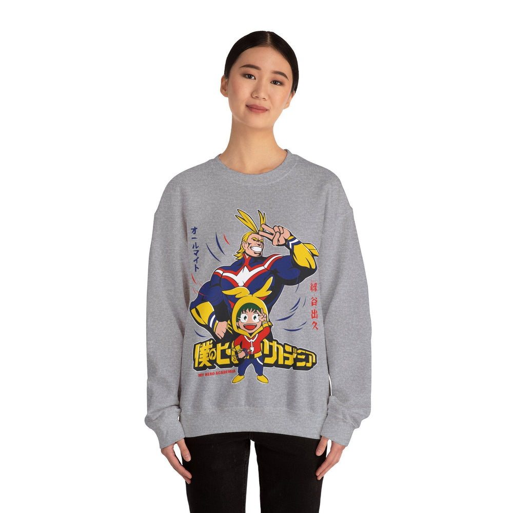 All Might and Deku Heavy Blend Crewneck Sweatshirt Printify