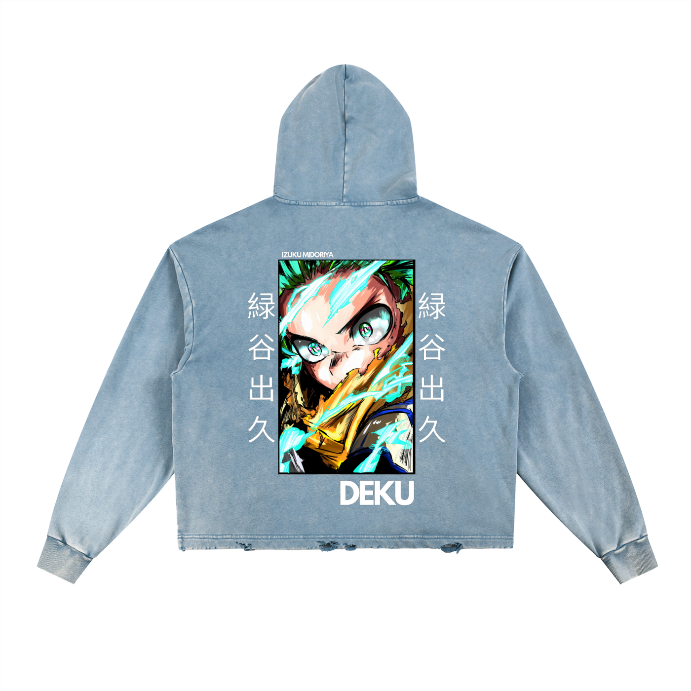 Deku My Hero Academia Vintage Washed Frayed-Hem Hoodie