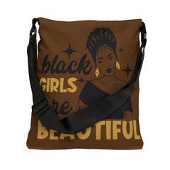 Black is Beautiful Adjustable Tote Bag (AOP) - IGZ Clothing 