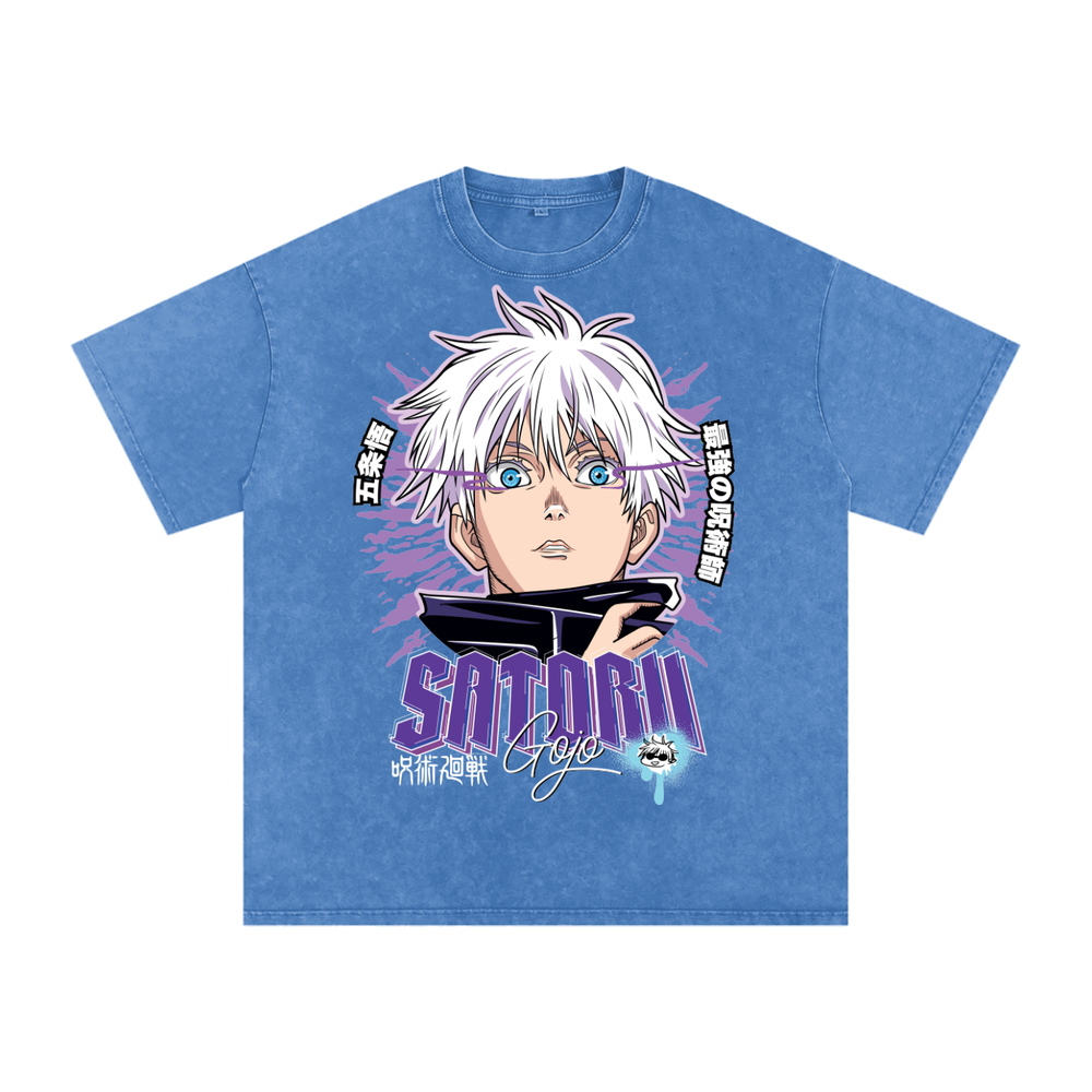 Gojo Jujitsu Kaisen Acid Wash Oversize T-Shirt