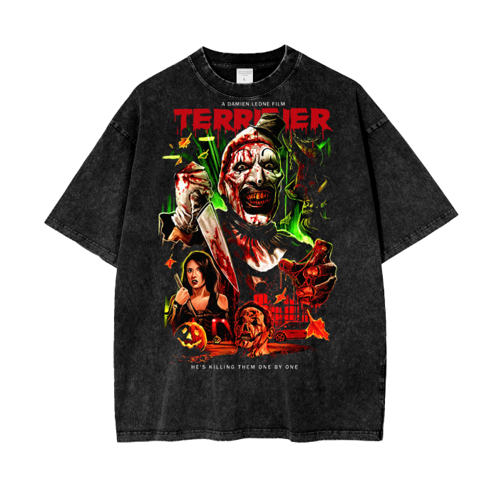 Terrifier Acid Wash Oversize T-Shirt - 
