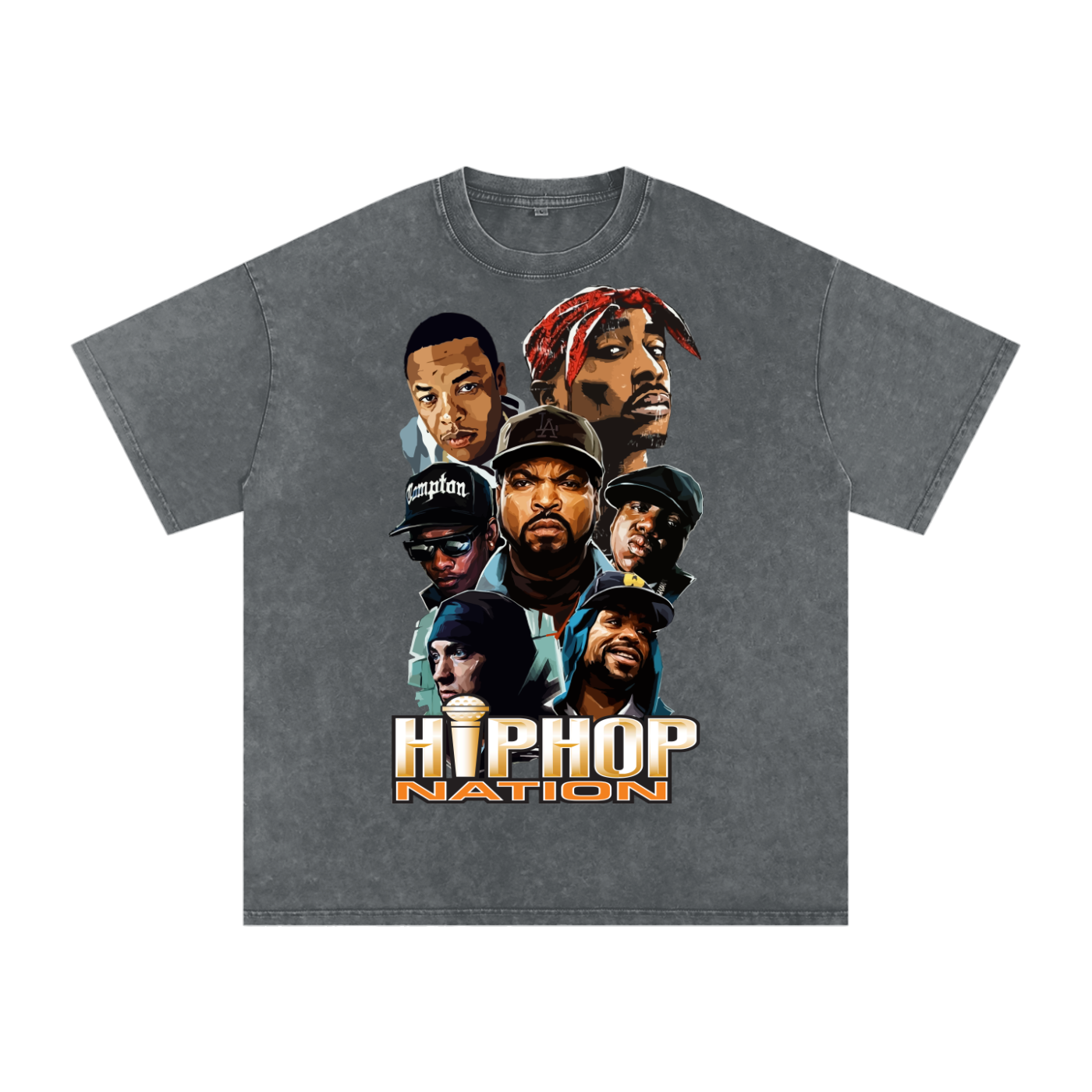 Hiphop Nation Acid Wash Oversize T-Shirt