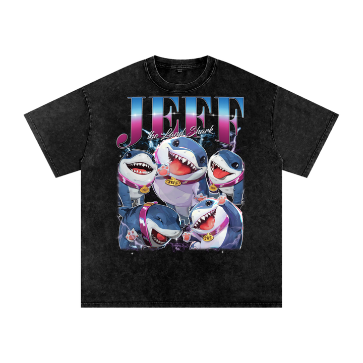 Jeff the land Shark Acid Wash Oversize T-Shirt