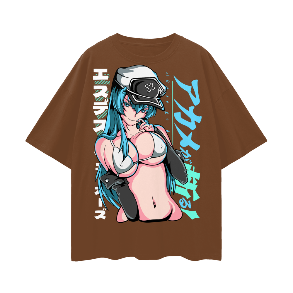 Esdeath Akami Ga Kill Oversize Deep Drop Shoulder Tee