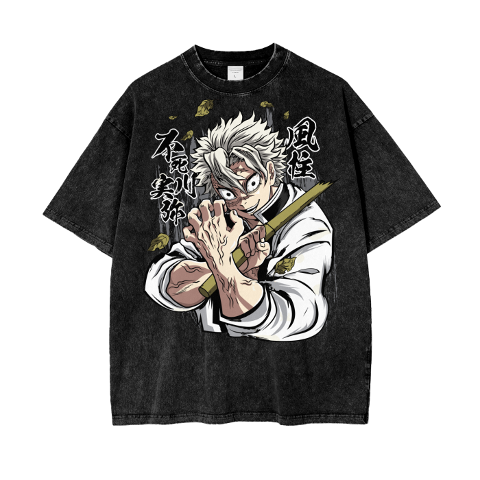 Sanemi Demon Slayer Acid Wash Oversize T-Shirt