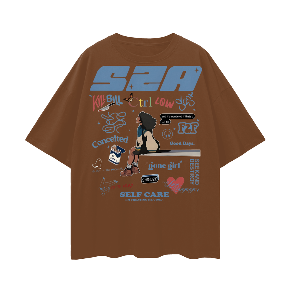 SZA Oversize Deep Drop Shoulder Tee