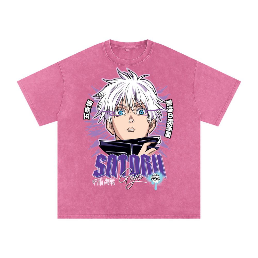 Gojo Jujitsu Kaisen Acid Wash Oversize T-Shirt