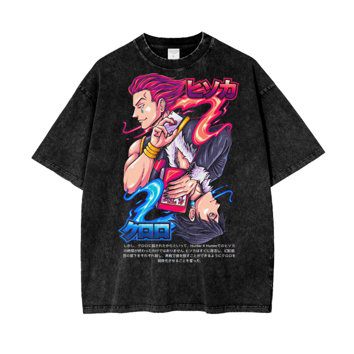 Hisoka and Chrollo Hunter x Hunter Acid Wash Oversize T-Shirt - 