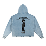 Brook One Piece Vintage Washed Frayed-Hem Hoodie