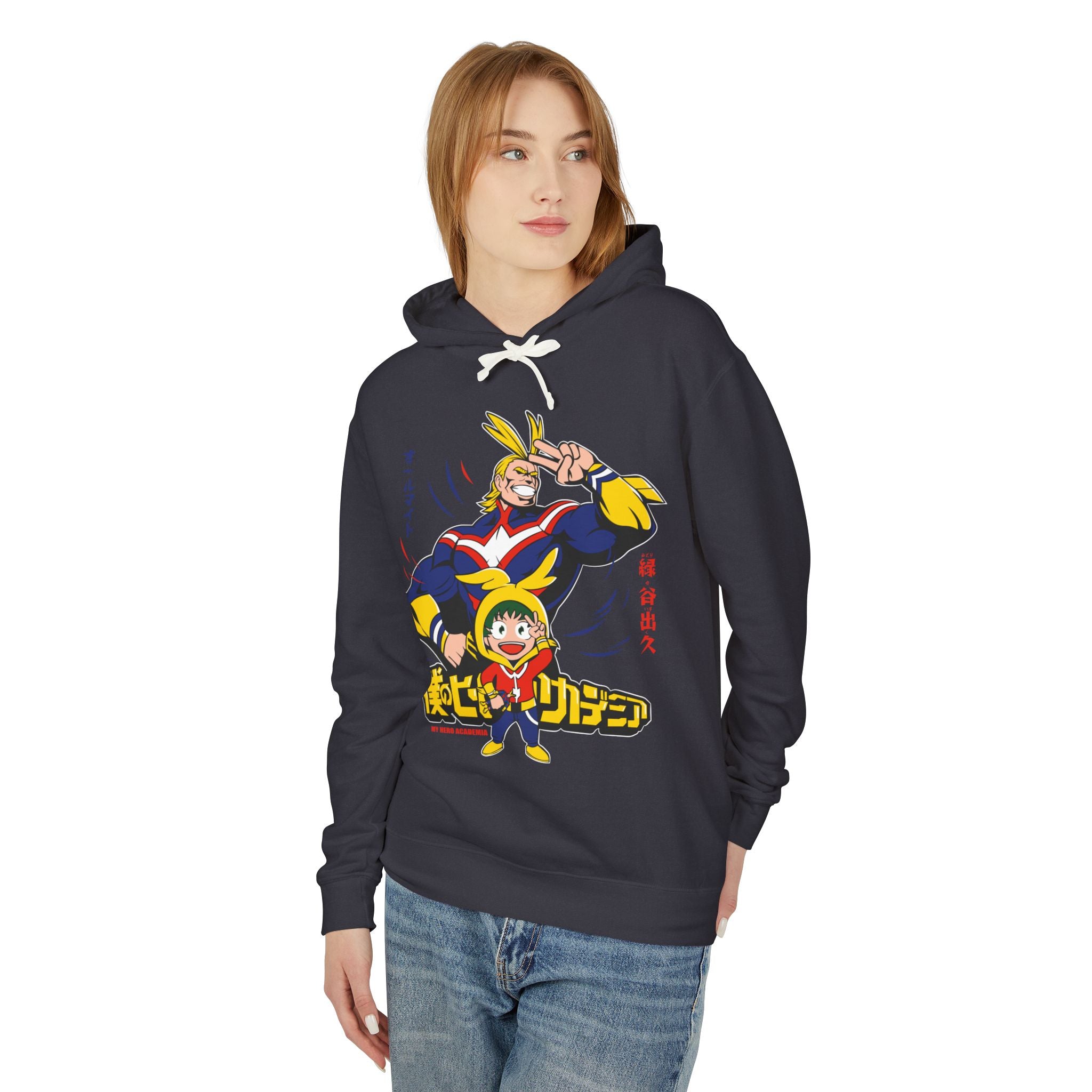 All Might and Deku Unisex Lightweight Hooded Sweatshirt