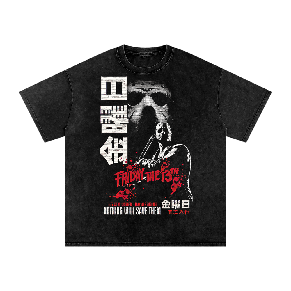 Jason Vorhees Acid Wash Oversize T-Shirt
