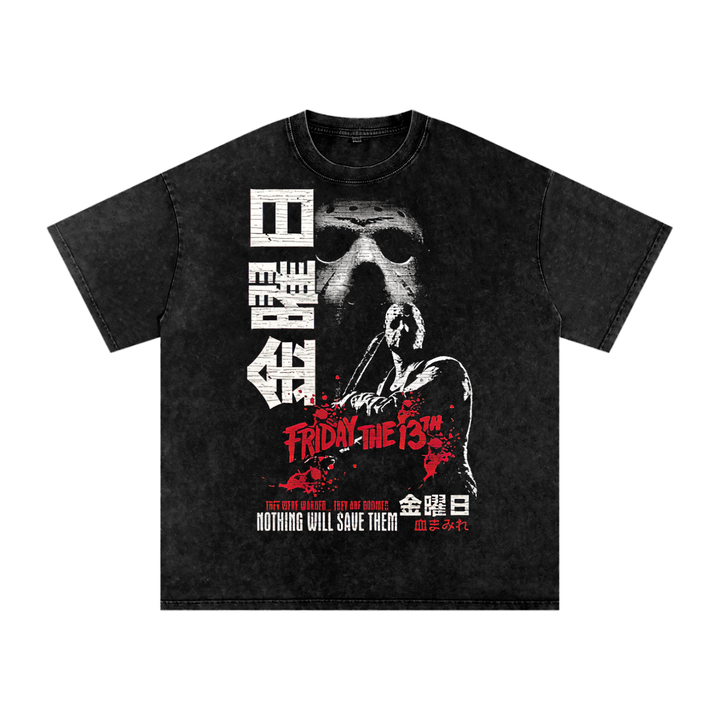 Jason Vorhees Acid Wash Oversize T-Shirt