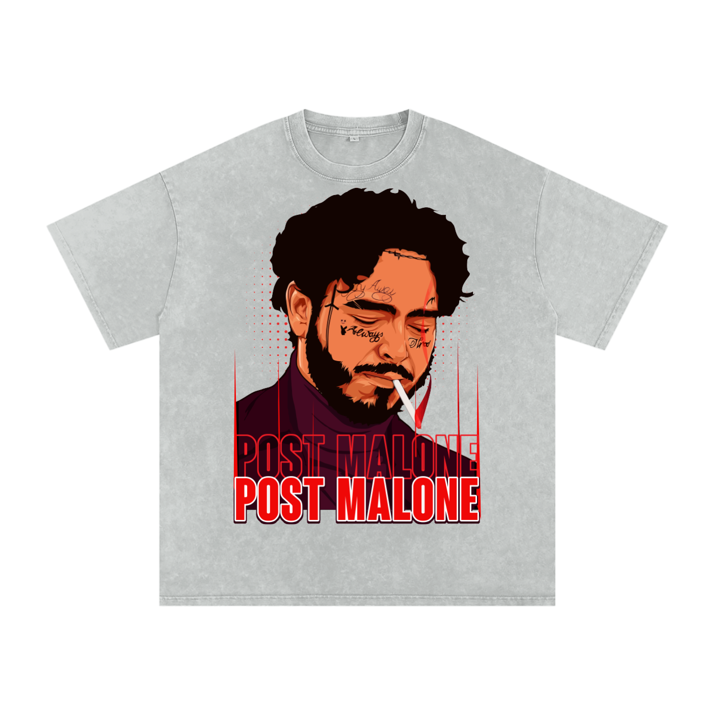 Post Malone Acid Wash Oversize T-Shirt