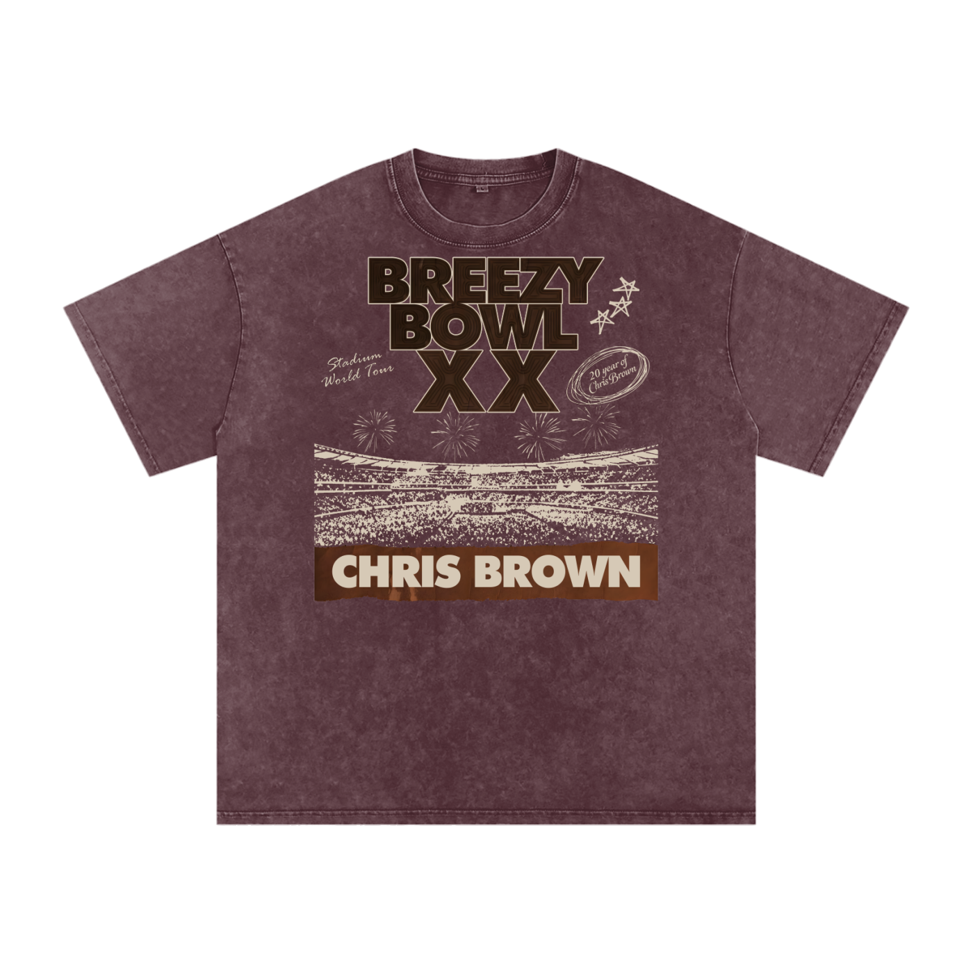 Chris Brown Breezy Bowl Acid Wash Oversize T-Shirt