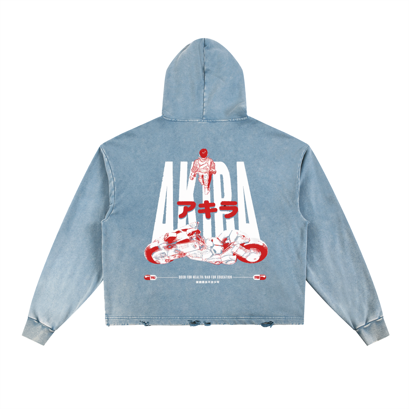 Akira Vintage Washed Frayed-Hem Hoodie