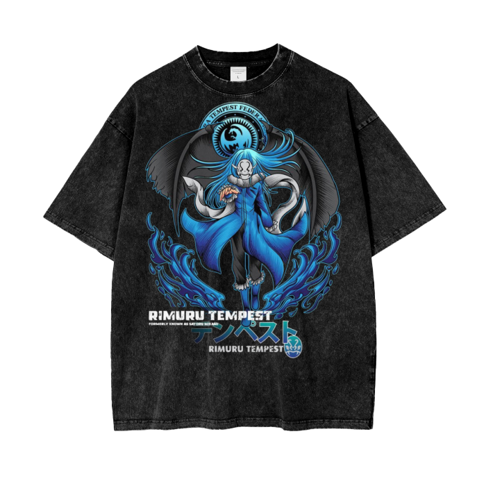Rimuru Tempest Acid Wash Oversize T-Shirt - 