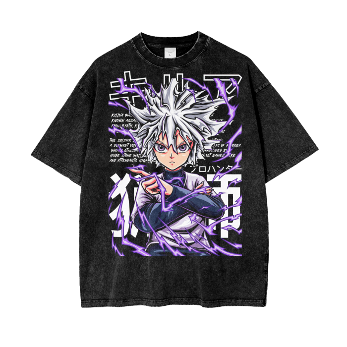 Killua Hunter x Hunter Acid Wash Oversize T-Shirt - 